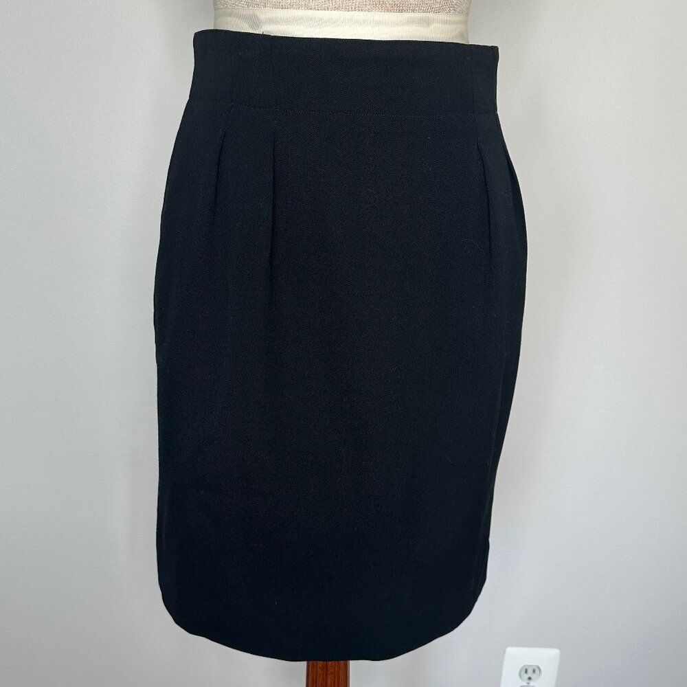 Christian Dior Women's Black 100% Wool Pleated Pencil Skirt Size 6
